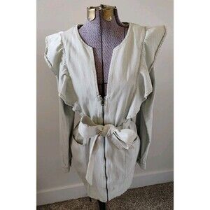Women’s Denim Fitted Ruffle Dress Anthropologie Y2K Retro Country Sexy Sz S/M